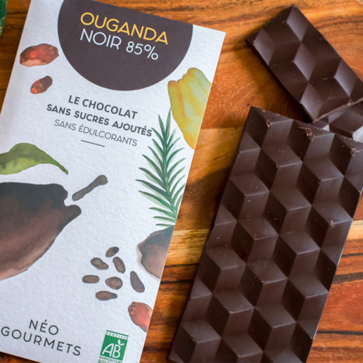 Chocolat Ouganda noir 85% sucré naturellement par les fruits
