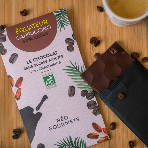 Chocolat au lait 50% cappuccino sucré naturellement - Néogourmets